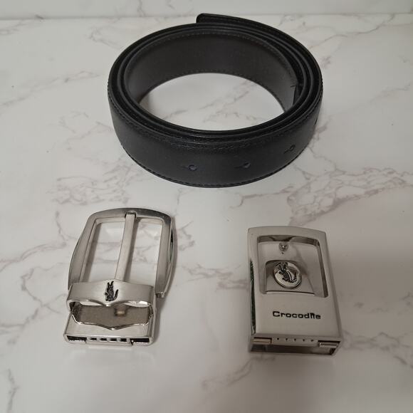 CROCODILE INTERNATIONAL Men's Black Leather Belt Gift Set - NEW - Picture 3 of 5